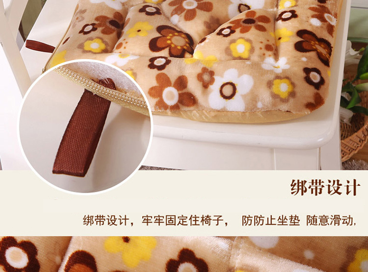 圣榜家纺 法莱绒小方垫 椅垫办公室餐椅垫坐垫棉布艺加厚 保暖透气凳子坐垫 白点豹纹-餐椅垫 38*40cm