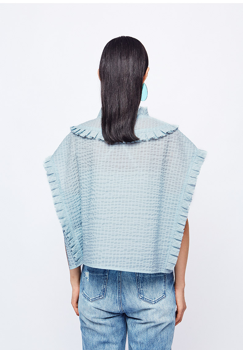 云思木想ysimox 工字褶 夏装新款肌理箱型短外套女84945 浅蓝色 s/m