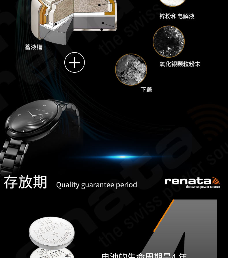 瑞纳达(renata)390手表纽扣电池sr1130sw 浪琴斯沃琪天梭欧米伽 2粒金