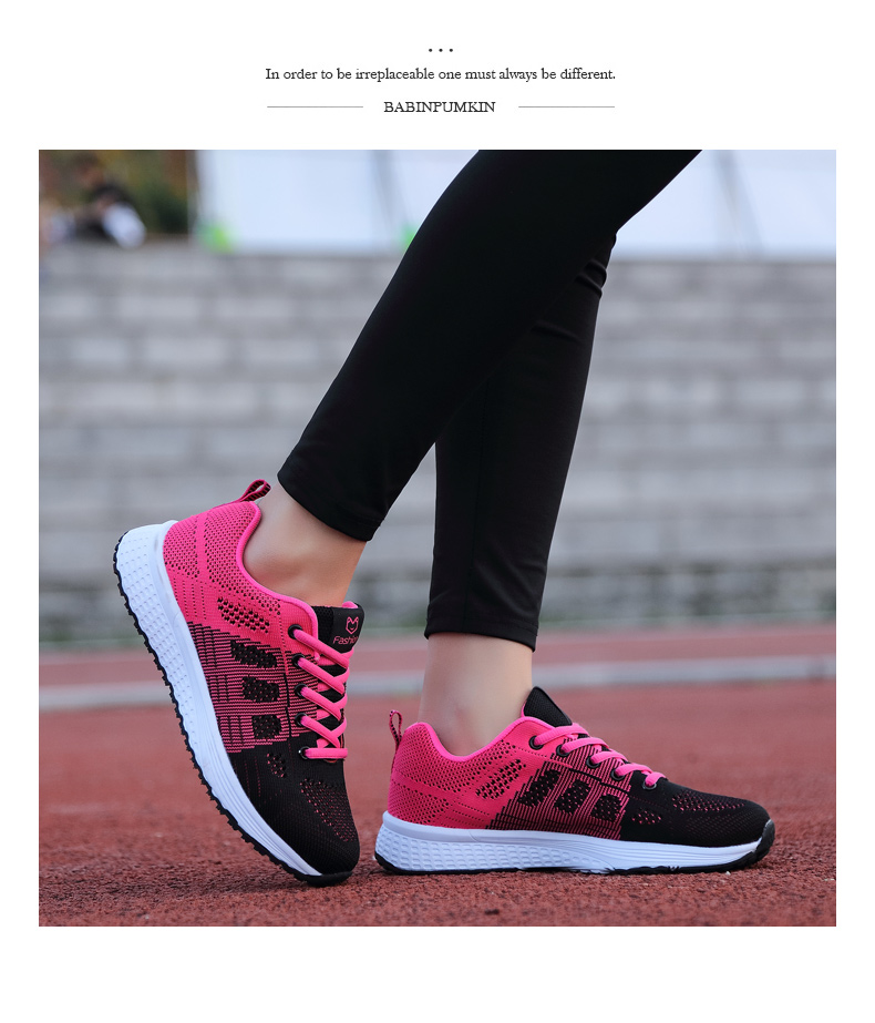 lalpina 袋鼠女鞋休闲鞋女学生韩版百搭飞织透气网面松糕厚底轻便