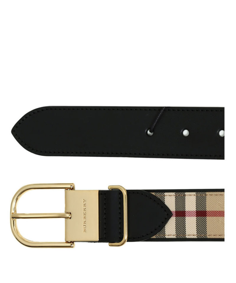 博柏利burberry巴宝莉女士皮带黑色尼龙拼接牛皮39910481 80