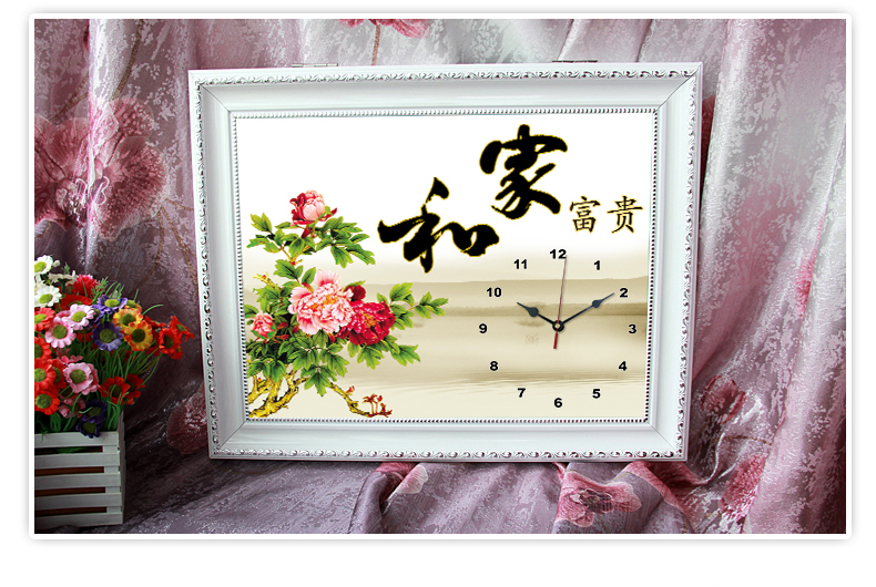 
                                                                                美斯凯（M.Sky） 电表箱装饰画有框液压上翻水晶总开关挂钟欧式客厅餐厅配电箱装饰挂画 11A-152SK晶 带钟 外径50*40内径（40*30）                
