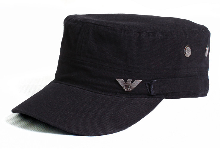 军迷用品帽子 全棉男士平顶帽军帽户外休闲帽 黑色