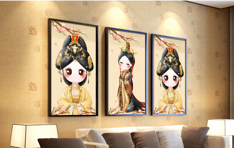 画时代新款魔方钻石画芈月传卡通人物圆钻贴钻十字绣客厅卧室书房挂画钻石绣 芈月A款 50*80厘米 免费补钻 Q版芈月