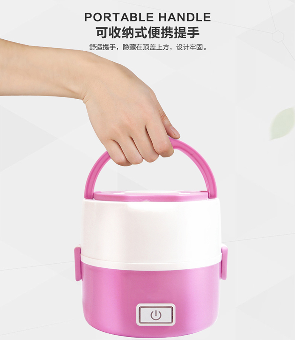 
                                        KT猫真空双层可插电保温蒸煮自热饭器 迷你电饭煲 加热电热饭盒 双层粉红色KT猫                