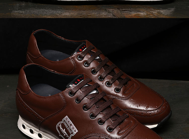 内增高板鞋男 皮尔鲨鱼男鞋春夏透气真皮运动男鞋子旅游鞋百搭耐磨滑