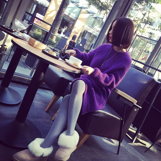 
                                        欧诗黛 针织衫女2016秋冬新款宽松时尚打底长袖假两件套头毛衣女 图片色 M                