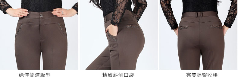 2015秋冬中老年女裤大码女装中年妈妈裤秋装裤子高腰弹力休闲长裤 驼色 28码