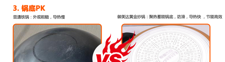 御美达 黄金锅炒锅不粘锅平底32cm无油烟炒锅 健康养生锅真空节能炒锅电磁炉通用锅具 黄色