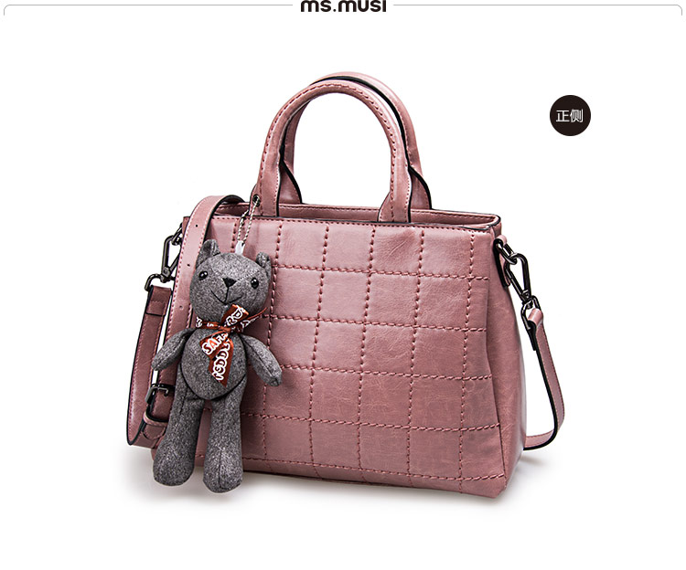 暮思小姐 新款秋冬菱格女包单肩斜挎包简约手提包008107 黑色