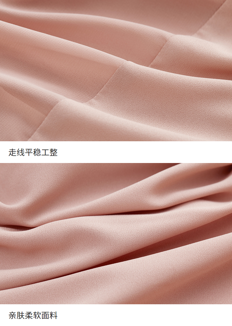 尚都比拉v领系带雪纺衫通勤ol纯色简约上衣 焦糖黄 m/160