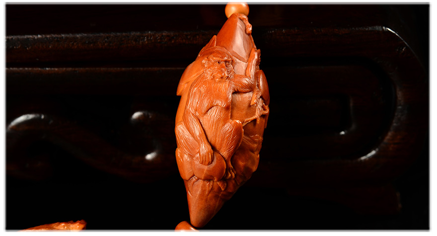 文玩收藏 核雕 盘道 橄榄核手串 手工精雕十二生肖 苏工大师 丁佳伟刻