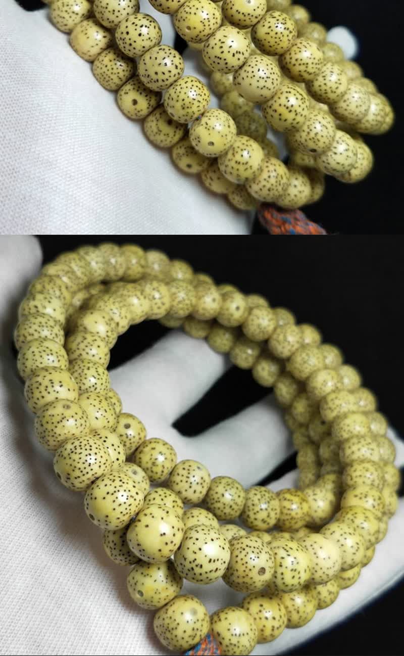 彩荷原生态黄金籽星月菩提108颗未脱脂佛珠手串 原生态星月菩提 圆珠