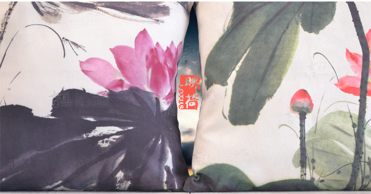
                                        吉祥家 新中式靠垫抱枕套 映荷 水墨画荷花抱枕 汽车办公室布艺靠背 创意沙发靠枕 家居抱枕 抱枕荷香静漫 45x45cm(不含芯)                
