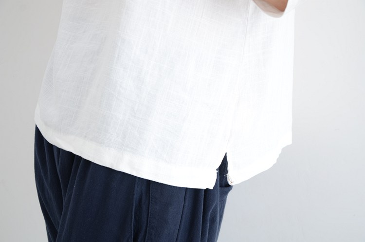 
                                        VIVIWILL 棉麻短袖T恤女夏 2017新款圆领大码宽松显瘦森女短袖上衣 白色 均码                