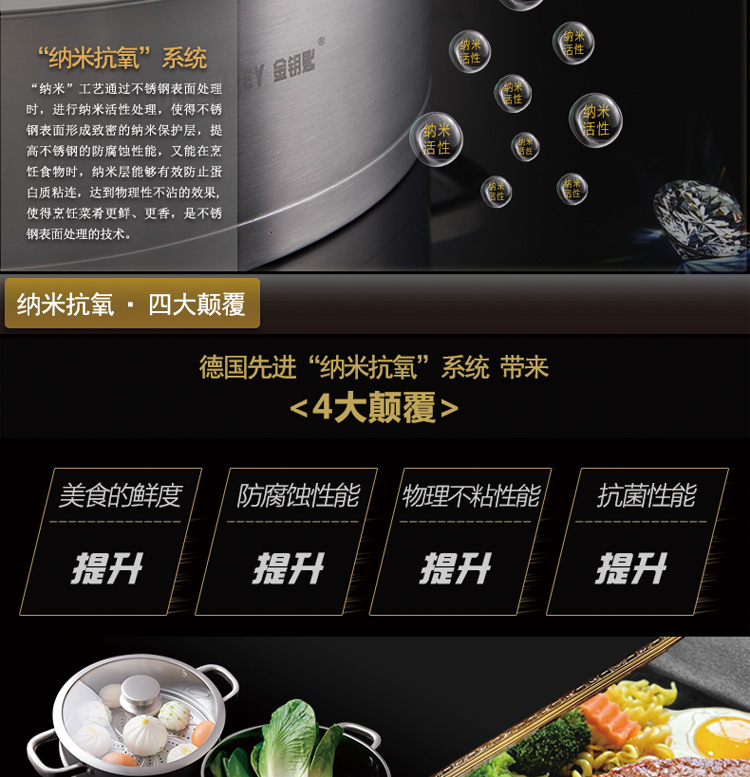 金钥匙（GOLDENKEY）蒸锅 二层 26cm汤锅 火锅 多用复底蒸汤锅 加厚不锈钢锅具