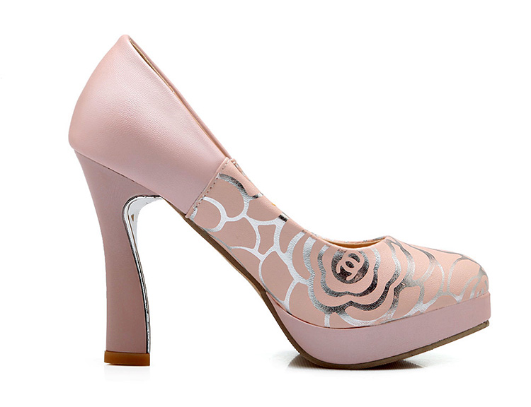 布里塞伊斯春秋季新款女士鞋圆头浅口粗跟高跟皮鞋防水台工作单鞋32