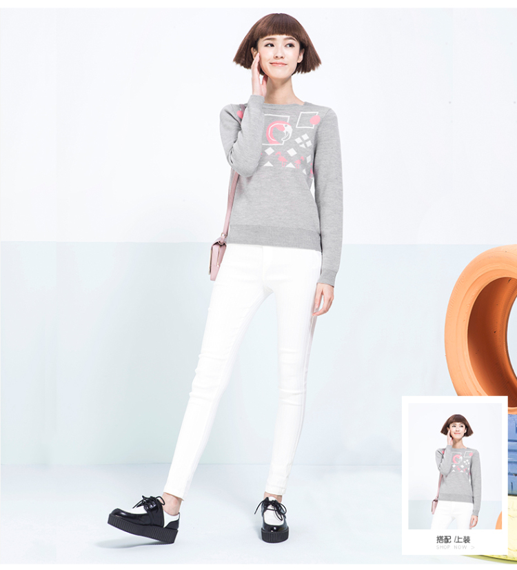 诗凡黎2015秋冬新款修身弹力小脚裤铅笔裤女6590945227 藏青色 M