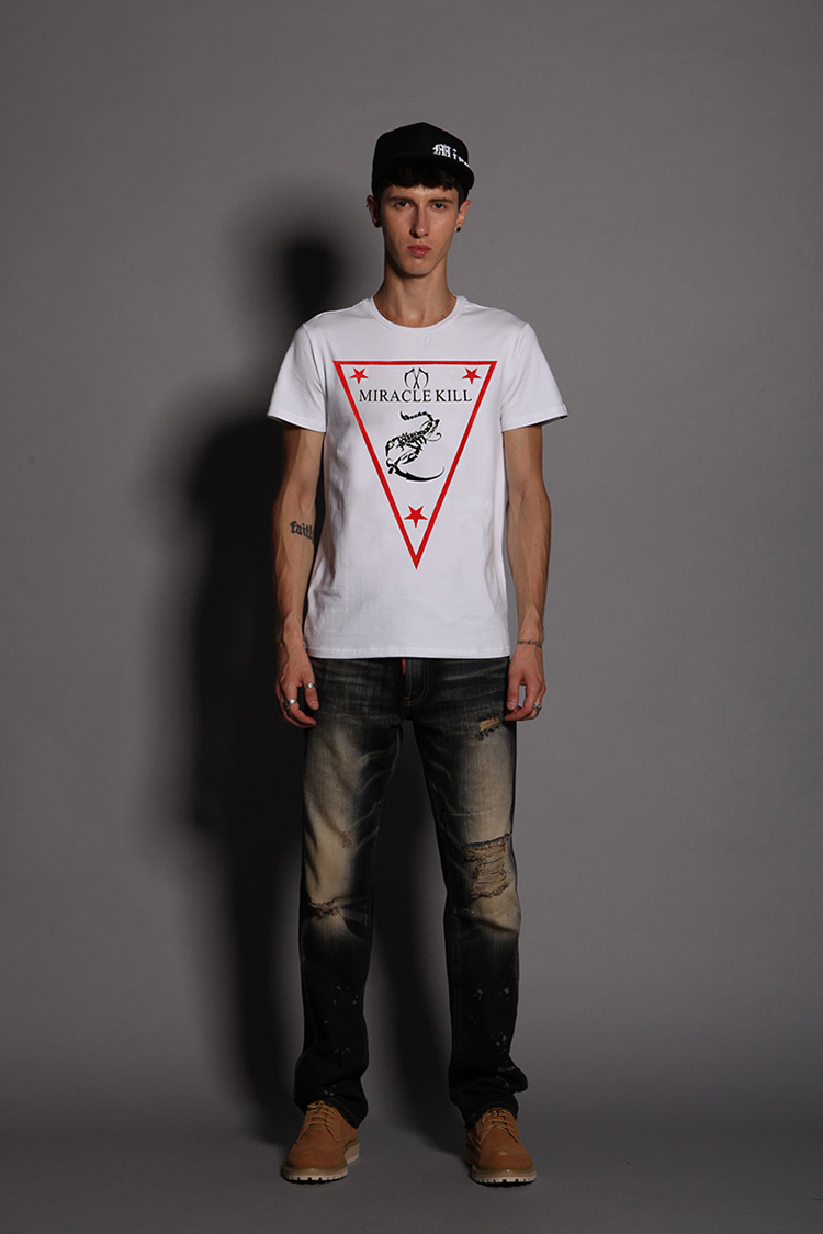 miracle kill 炫酷蝎子款潮牌男装短袖t恤 白色 l【图片 价格 品牌