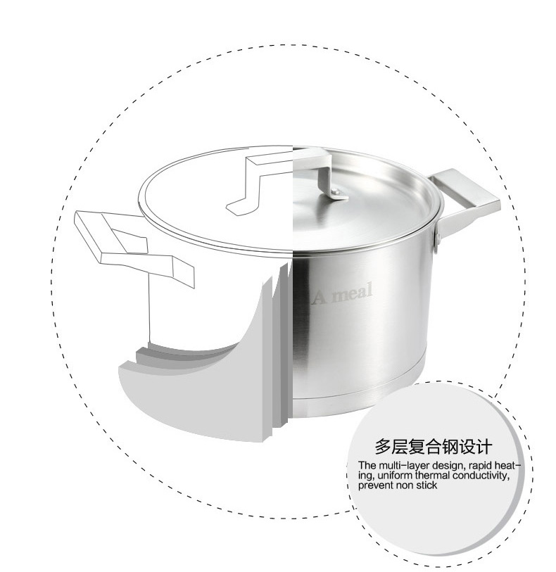 Ameal德式优质不锈钢蒸锅厨房锅加厚复底三层蒸锅多层锅具电磁炉通用锅具汤锅蒸格