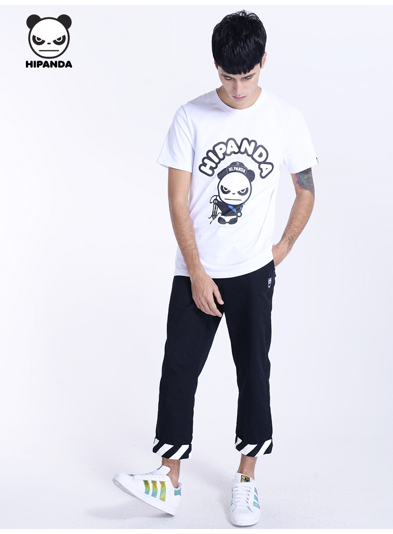 hipanda你好熊猫男款背包基本短袖t恤短袖白色170m