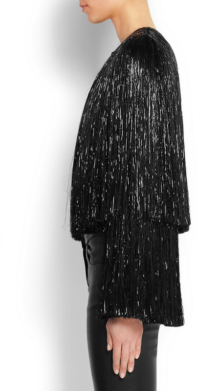 纪梵希/givenchy 黑色丝缎流苏夹克 图片色 fr36