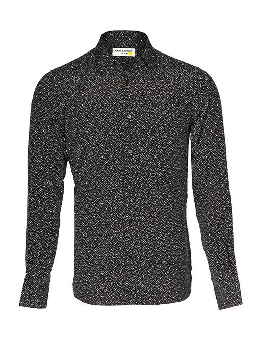 saint laurent 圣罗兰 男士长袖桑蚕丝衬衫323951 黑色 41