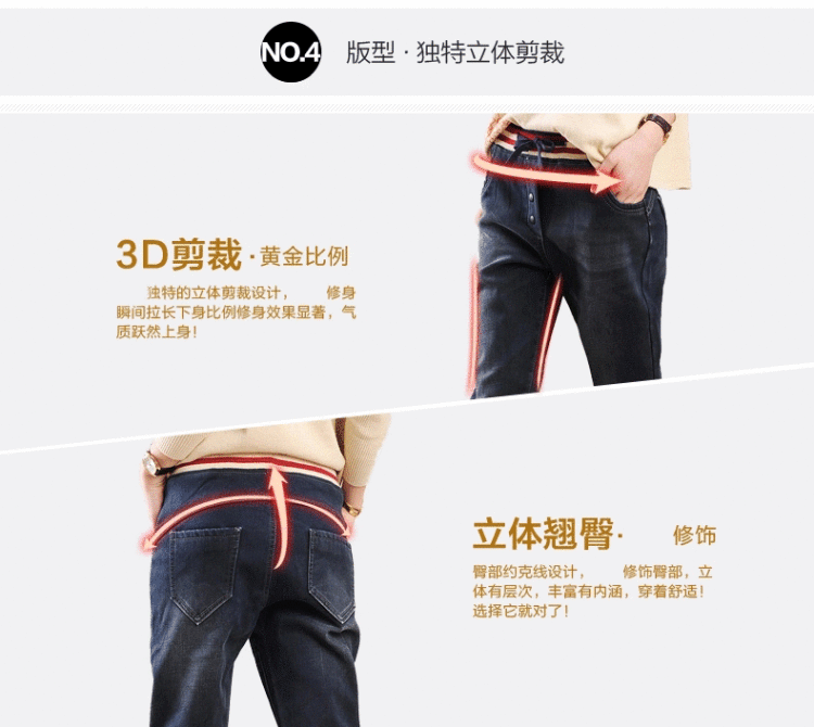 
                                        寻迁女裤秋冬时尚高腰加绒加厚小脚牛仔裤松紧腰哈伦保暖女装 深蓝色 30码2尺3                