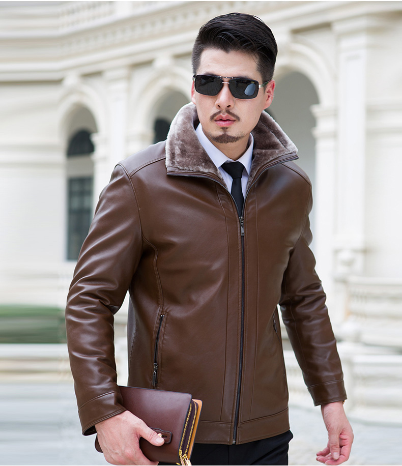 短款皮毛一体男夹克 休闲外套 多色可选保暖贴心 黑色 xxl/185