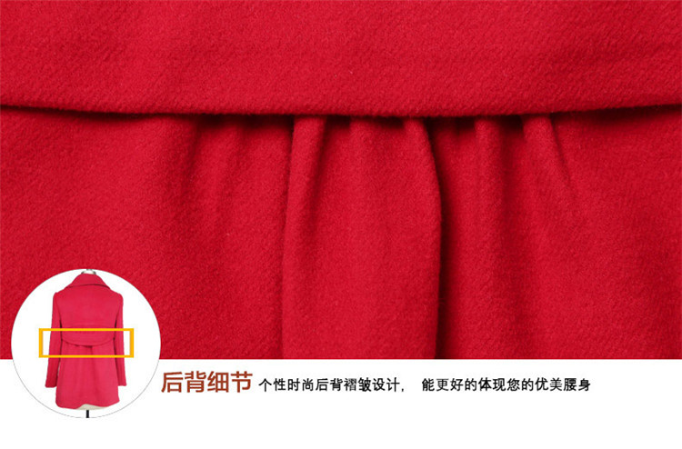 倾越 羊毛呢子大衣女2015秋冬装新款韩版宽松加厚毛呢外套女装中长款羊绒大衣 JD0697 红色 XXL