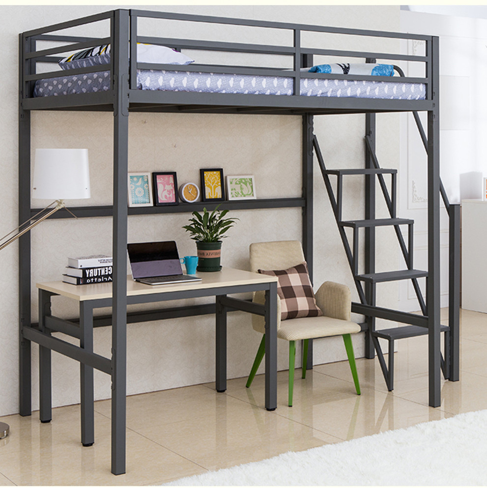 天彧家具铁床上下床学生公寓床电脑桌连体铁床组合床宿舍床铁床上床下