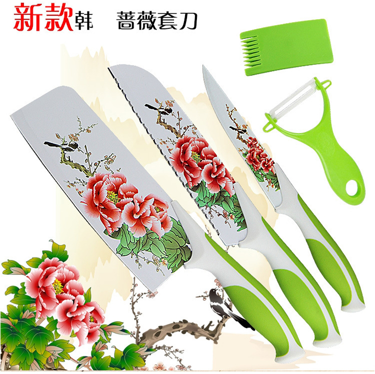 菜刀套装 刀具铁5件套组合水果切片刀家用菜刀