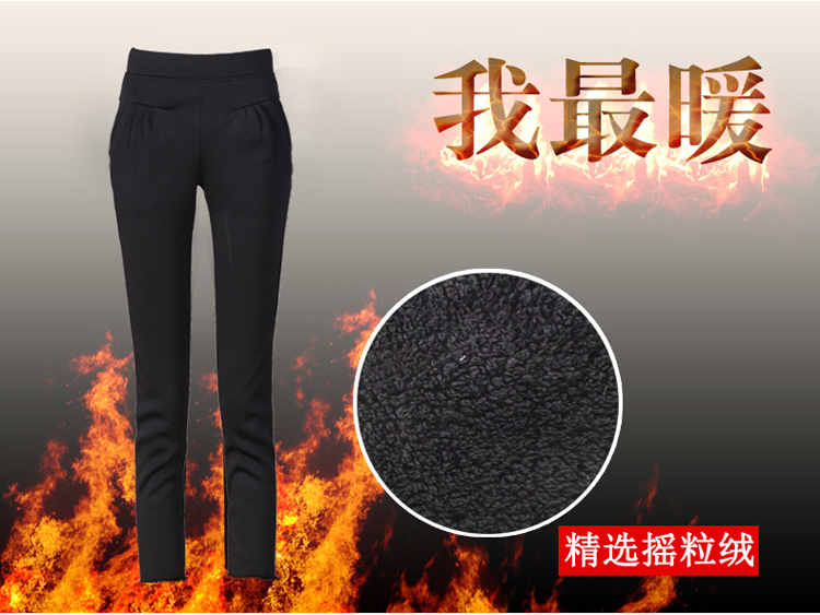 简迪卡 2015哈伦裤加绒加厚冬季新款女裤子女韩版大码显瘦小脚裤8835-1 黑色 L