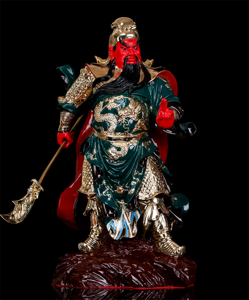 九黎 台湾纯铜鎏金关公摆件二指关二哥佛像关羽武财神关二爷财神爷摆