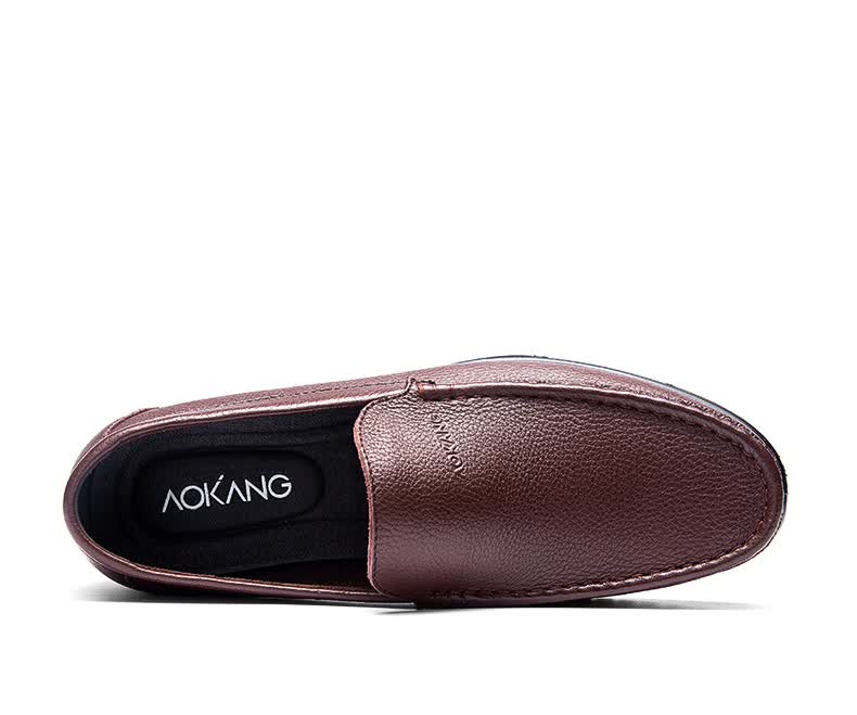 Aokang Business Formal Shoes Slip-On Simple Leather Shoes Comfortable Low-Top Shoes Black Size 38 11