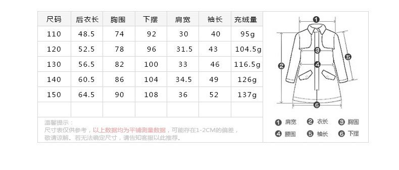 悍风2016新款女小童羽绒服女宝宝羽绒服中长款儿童羽绒服女童 藏青色.