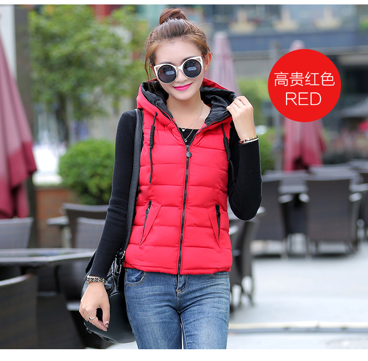 卡拜妮 2015秋冬新款马甲女韩版修身显瘦轻薄羽绒服连帽棉服短款外套女 白色 XXL