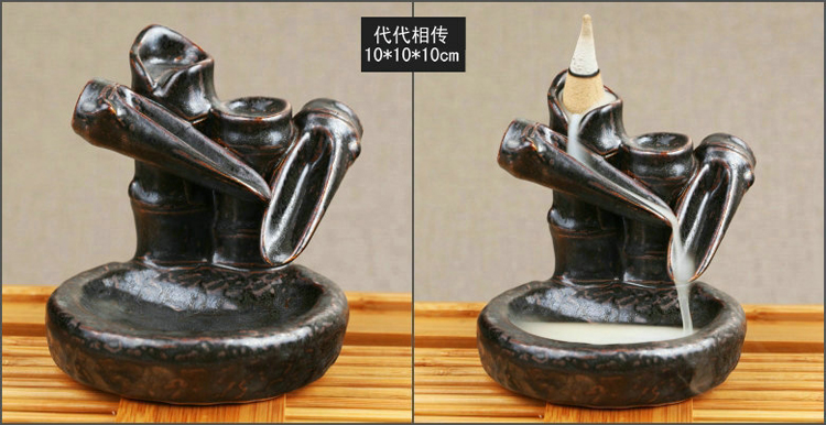 
                                        芳夕 烟倒流香炉 锥香沉檀塔香陶瓷香薰焚香炉 香道 一路莲升                