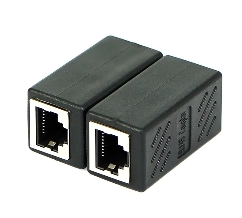 rj45网线连接器对接头 加长双通头 网络直通头模块 网线延长头 rj45