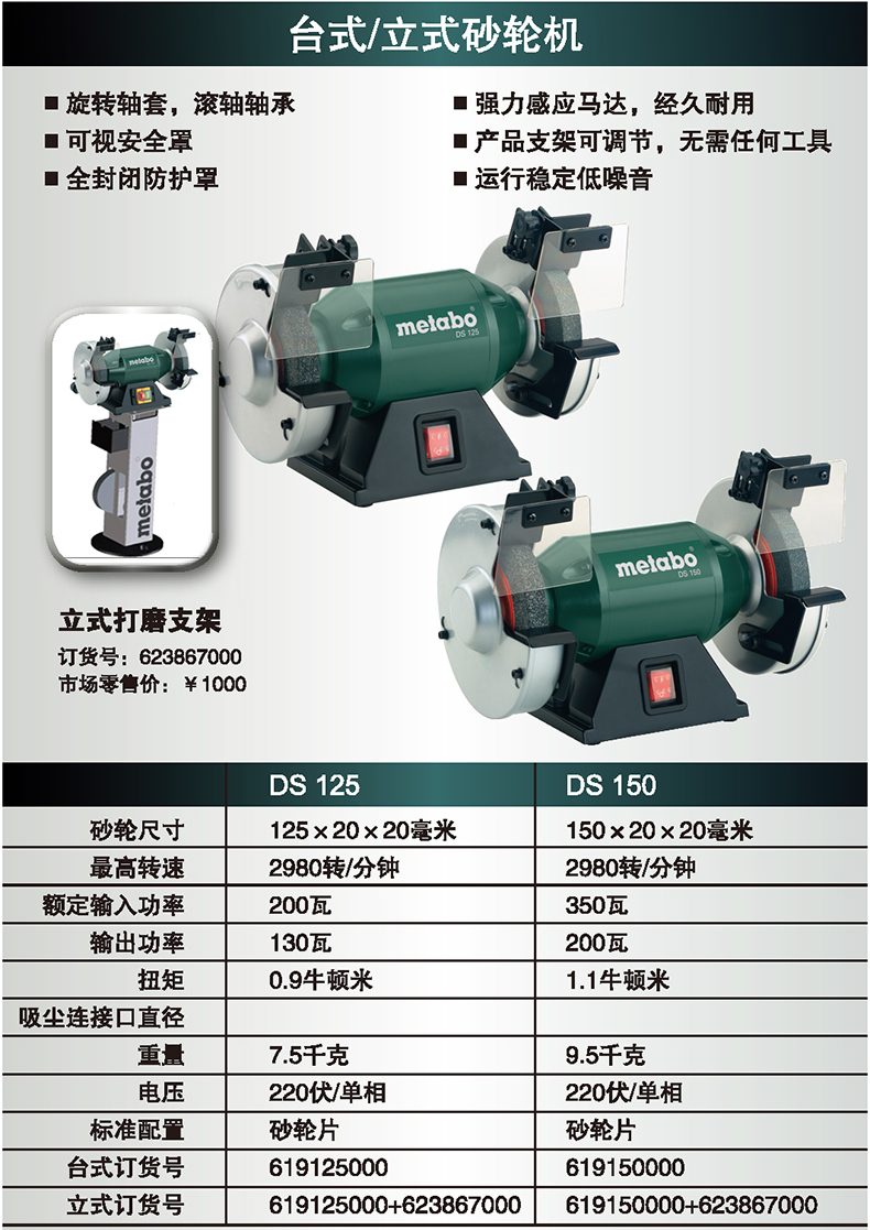 麦太保台式砂轮机ds150175200立式磨刀机dsd250工业抛光机380vdsd250
