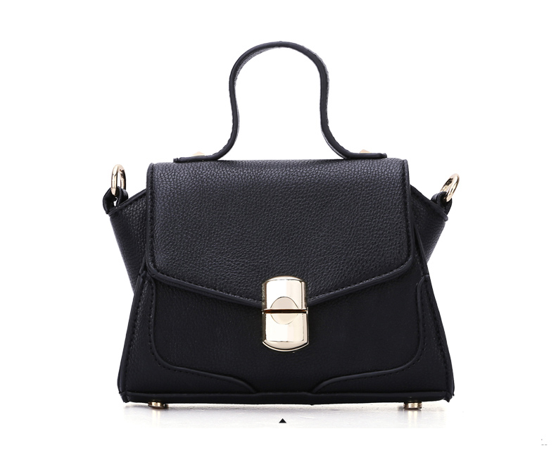 flipped斐莉德 欧美新款百搭女包手提包盖式磁扣青年斜挎包 黑色