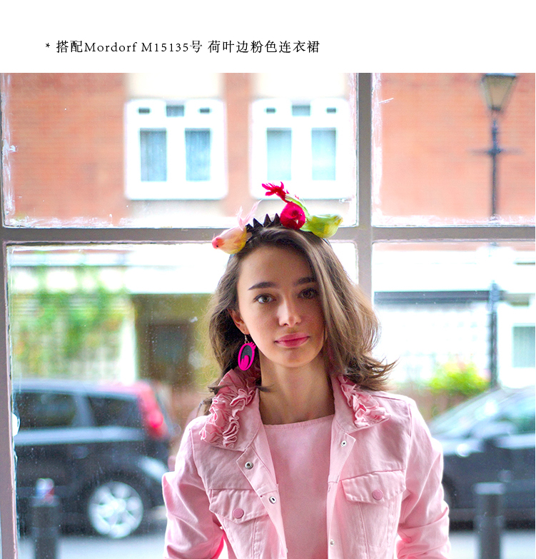 Mordorf2015秋季新款牛仔外套 欧美街头荷叶边短款女 粉红色 XL