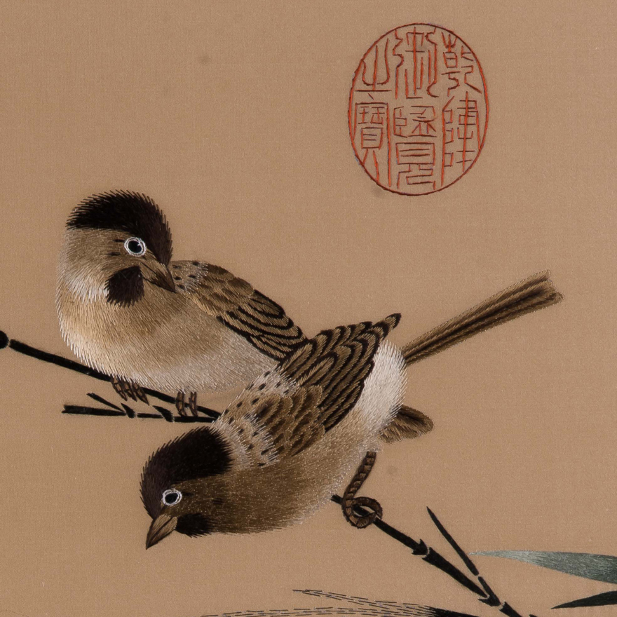 张琳苏绣真丝《花鸟系列1》平针绣 天工艺品