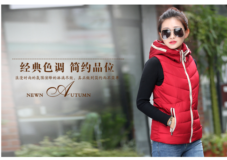 羽绒棉服女短款马甲韩版轻薄连帽可拆韩范百搭马夹背心羽绒棉服外套 白色 L