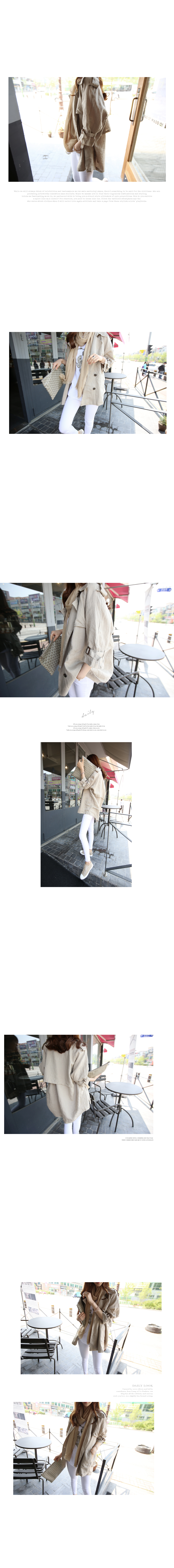 MRSOS  2015秋季外套中长款七分袖薄款韩版风衣潮宽松学生外衣女装 S