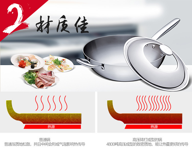 
                                        苏泊尔（SUPOR） 304不锈钢炒锅32cm三层钢无涂层炒菜锅电磁炉锅具CC32V1                