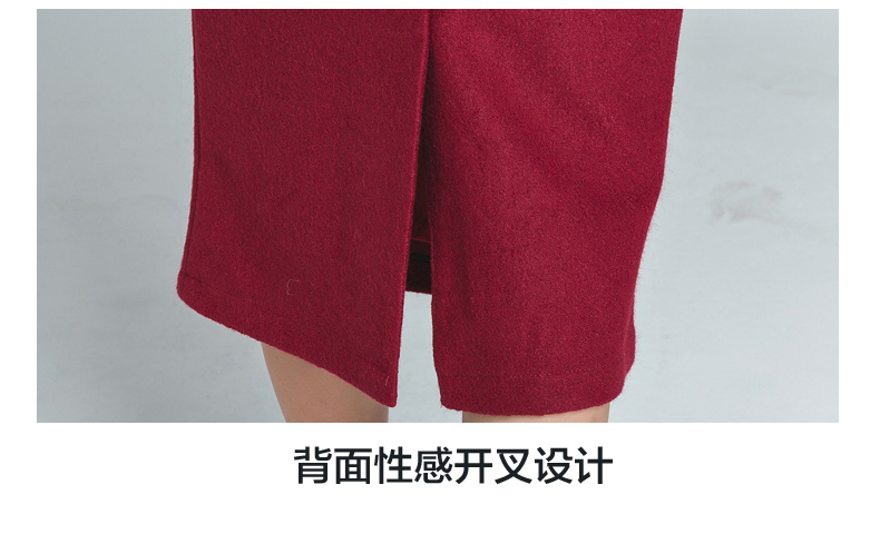 七分铅笔裙秋冬毛呢开衩长裙半身裙修身包臀一步裙冬裙女中长裙 毛呢七分裙 墨绿 XL