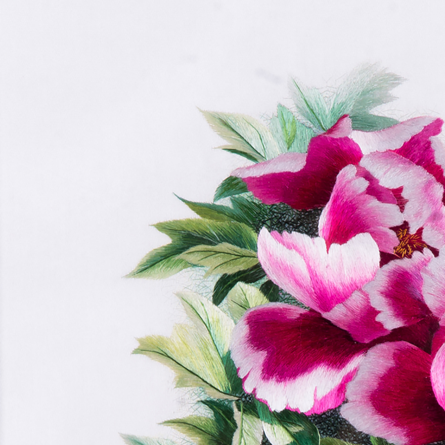 中级美术师张琳苏绣真丝《牡丹花二》平针绣 【天工艺品】