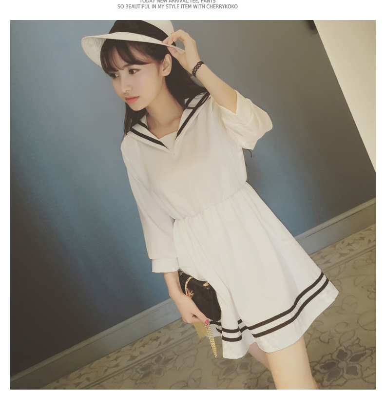 2016春季新款学生海军领水手服短裙子学院风小清新少女连衣裙女装9003