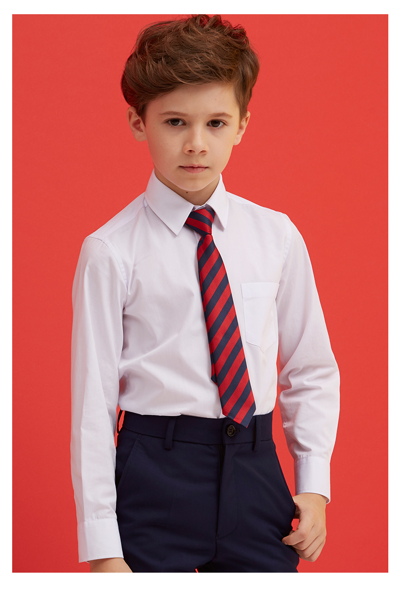 舒佩莱 小孩衬衫男童长袖春秋儿童白衬衫男中大童英伦礼服套装衬衣